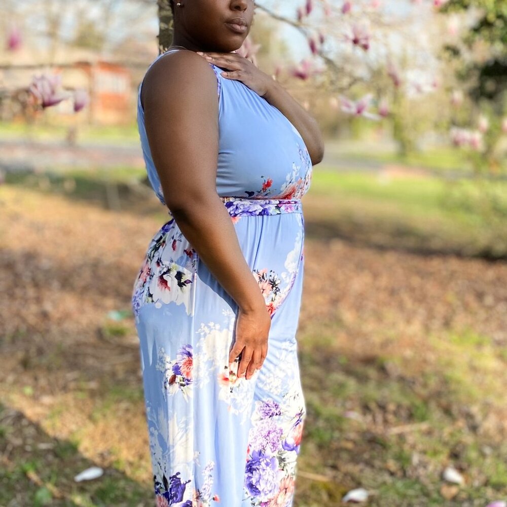 Curvy Floral Halter Neck Dressy Jumpsuit